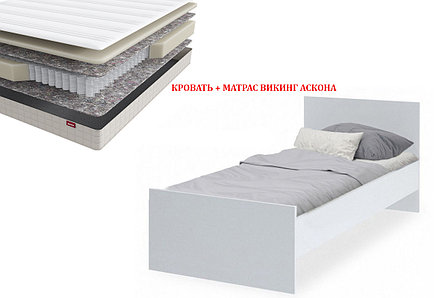 Сноули - Кровать с матрасом Викинг 00042234, 90, Белый, Май Стар, фото 2