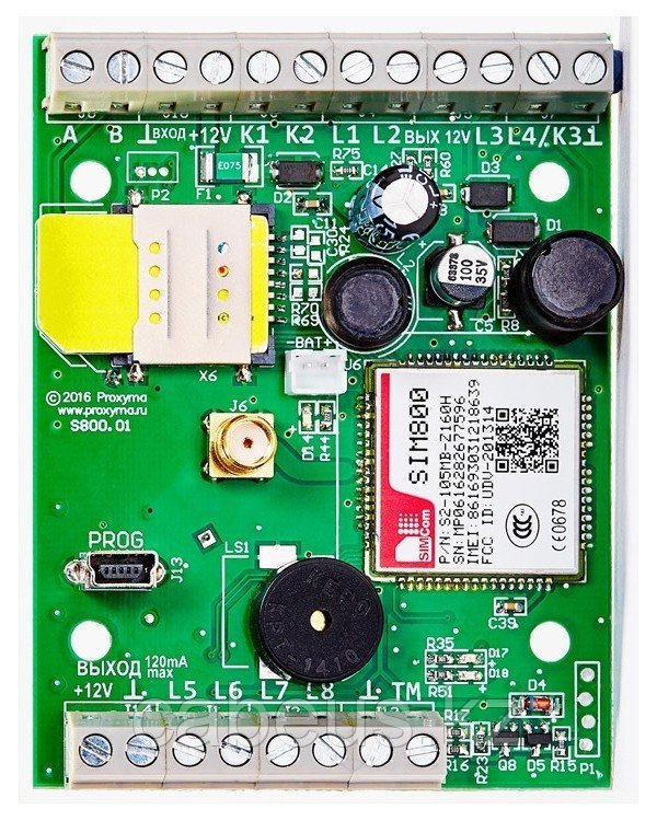 Устройство оконечное объектовое приемно-контрольное c GSM коммуникатором S800-2GSM-B Нано 8 (плата) - фото 1 - id-p113337297