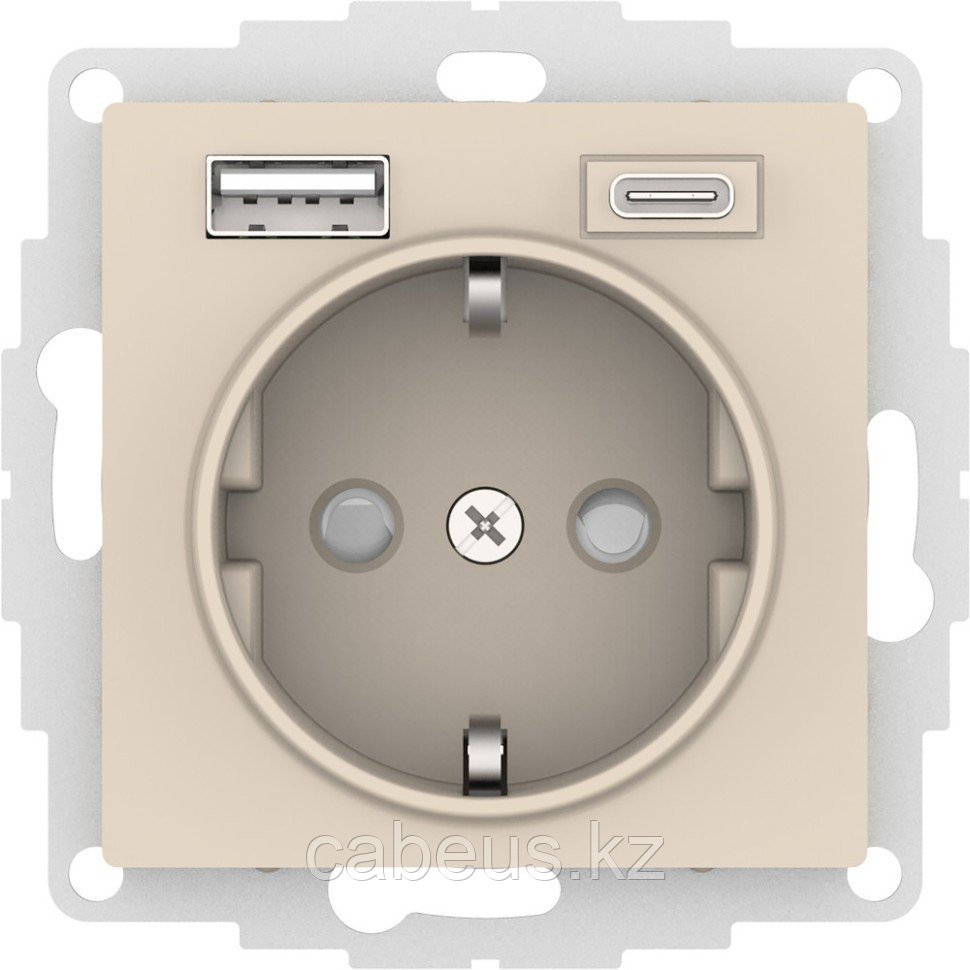 Розетка с USB Розетка с 2 USB A+C AtlasDesign, бежевый (ATN000232) - фото 1 - id-p113331759