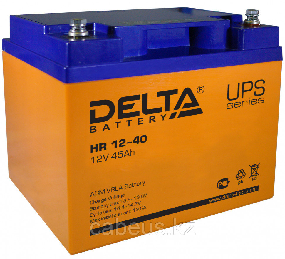 Аккумулятор для ИБП Delta Battery HR, 170х166х198 мм (ВхШхГ), Необслуживаемый свинцово-кислотный, 12V/45 Ач, - фото 1 - id-p113385757