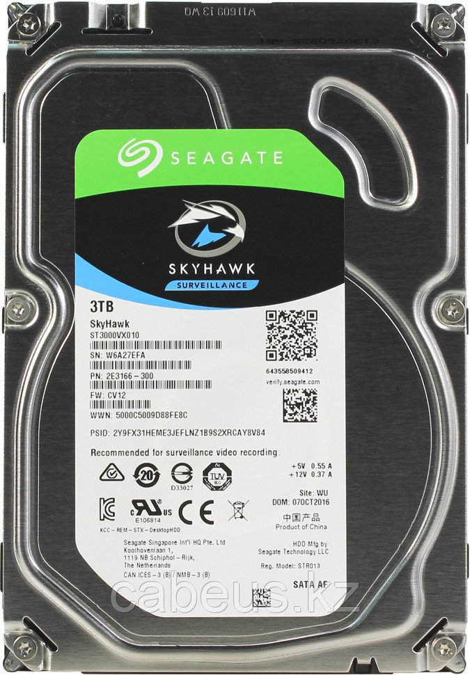 Жесткий диск (HDD) для видеонаблюдения HDD 3000 GB (3 TB) SATA-III SkyHawk (ST3000VX010) - фото 1 - id-p113336677