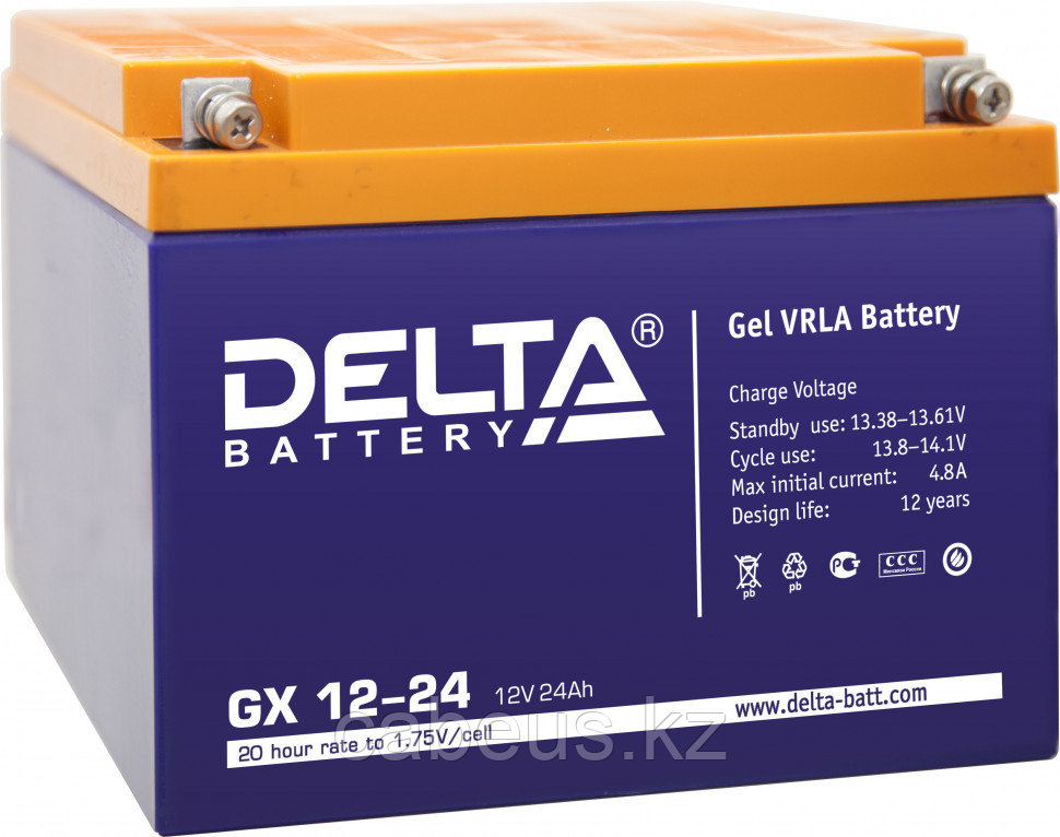 Аккумулятор для ИБП Delta Battery GX, 125х175х166 мм (ВхШхГ), необслуживаемый электролитный, 12V/24 Ач, - фото 1 - id-p113385767