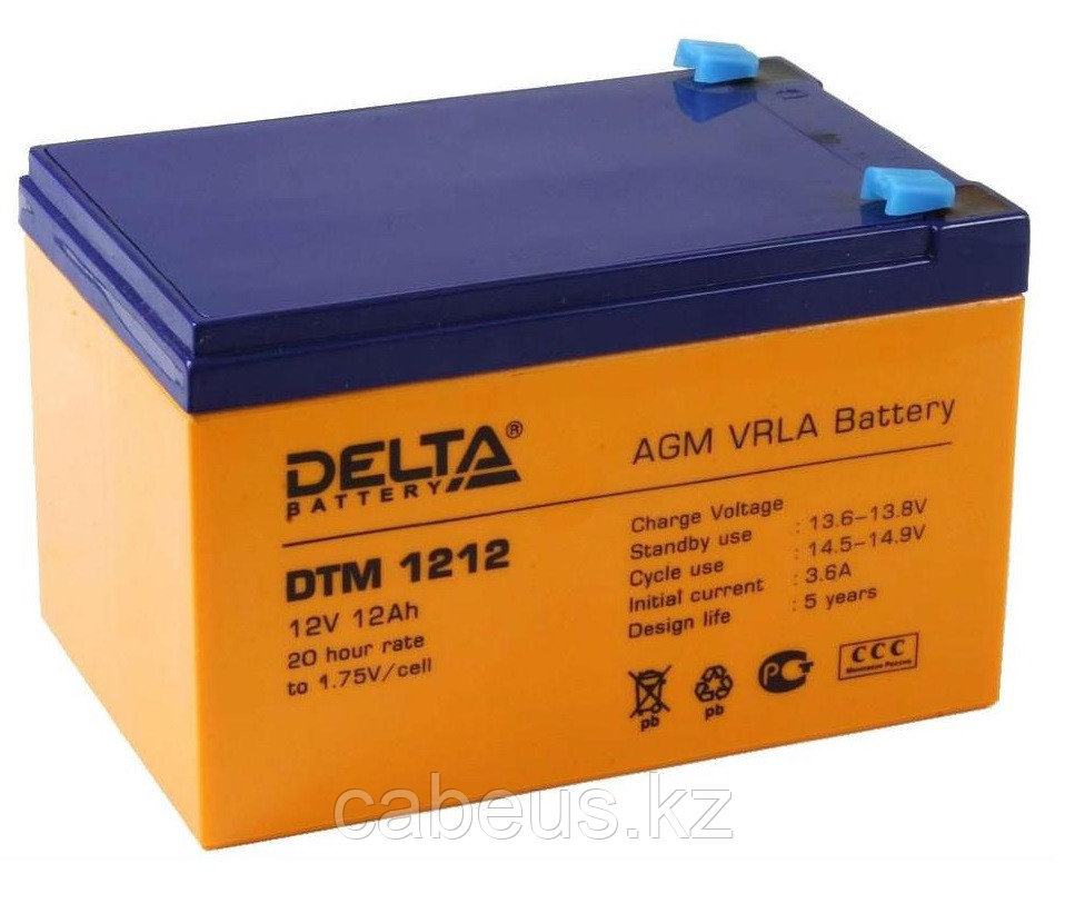 Аккумулятор для ИБП Delta Battery DTM, 101х98х151 мм (ВхШхГ), Необслуживаемый свинцово-кислотный, 12V/12 Ач, - фото 1 - id-p113385794