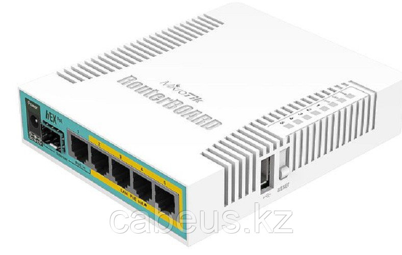 Маршрутизатор Mikrotik, HEX PoE, портов: 6, LAN: 4, USB: Да, 29х114х137 мм (ВхШхГ), цвет: белый, порт SFP, - фото 2 - id-p113397762