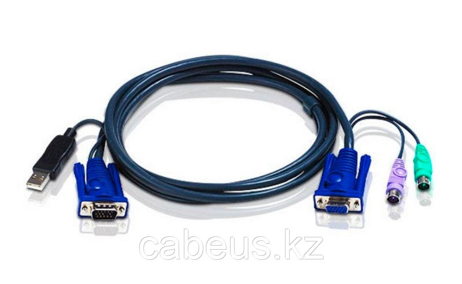 Шнур ввода/вывода Aten, USB (Type A), 1.8 м, встроенный конвертер PS/2-USB, (2L-5502UP) - фото 1 - id-p113398763