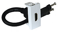 Розетка аудио/видео Efapel QUADRO 45, HDMI, без подсветки, 1 модуль, цвет: серебро, с коннектором (45435 SPR)