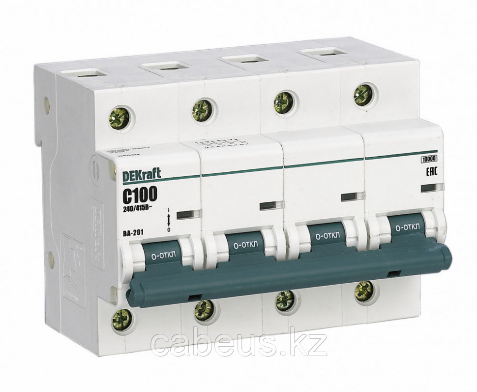 Автоматический выключатель DEKraft ВА-201, 6 модуль, D класс, 4P, 125А, 10кА, (13032DEK) - фото 1 - id-p113399779