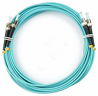 Коммутационный шнур оптический Hyperline, Duplex ST/ST, OM3 50/125, LSZH, Ø 2мм, 30м, цвет: голубой,