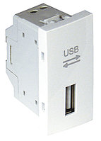 Розетка информационная Efapel QUADRO 45, USB, без подсветки, 1 модуль, 44,8х22,4 мм (ВхШ), цвет: алюминий