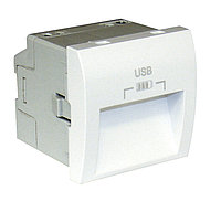 Розетка в сборе Efapel QUADRO 45, USB, без подсветки, 2 модуля, 44,8х44,8 мм (ВхШ), цвет: белый, разъемы под