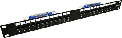 Коммутационная патч-панель телефонная TWT, 19", 1HU, портов: 24 х RJ45, неэкр., порты в 1 ряд, цвет: чёрный, - фото 1 - id-p113395151
