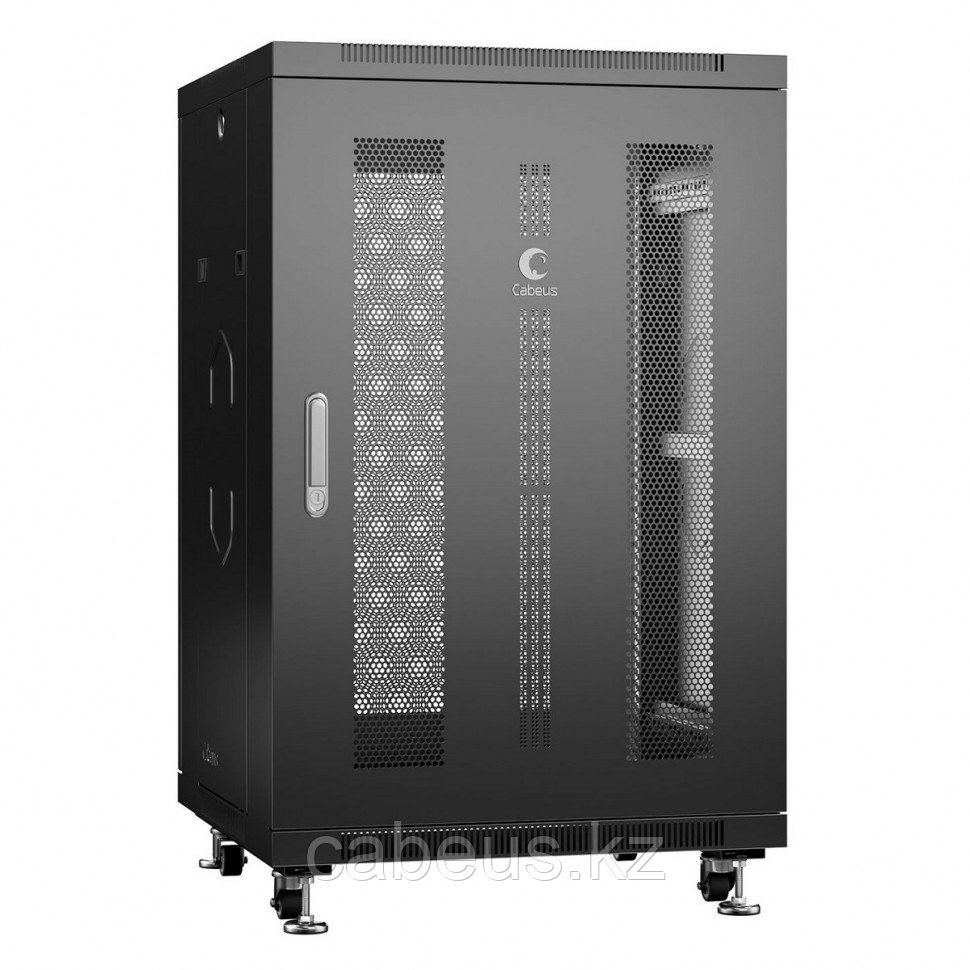 Шкаф серверный напольный Cabeus, IP20, 18U, 988х600х800 мм (ВхШхГ), дверь: перфорация, задняя дверь: - фото 1 - id-p113392091