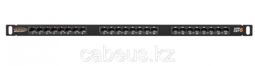 Коммутационная патч-панель Nikomax, 19", 0,5HU, портов: 24хRJ45/8P8C, кат. 6, неэкр., 19", цвет: чёрный, - фото 1 - id-p113395224