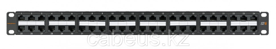 Коммутационная патч-панель Nikomax, 19", 1HU, портов: 48 х RJ45(8P8C), кат. 6, неэкр., с задним кабельным - фото 1 - id-p113395230