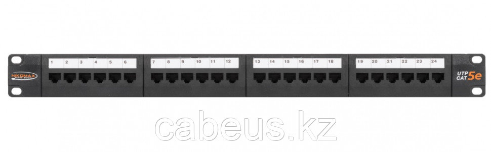 Коммутационная патч-панель Nikomax, 19", 1HU, портов: 24хRJ45/8P8C, кат. 5е, неэкр., 19", цвет: чёрный, - фото 1 - id-p113395235