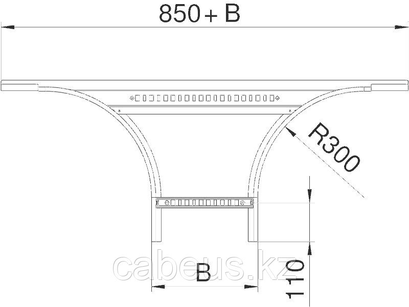 Ответвитель BETTERMANN, Т-образн., плавн., 500х110х1350 (ШхВхД), с перфорацией, для лестничных лотков, - фото 2 - id-p113388257