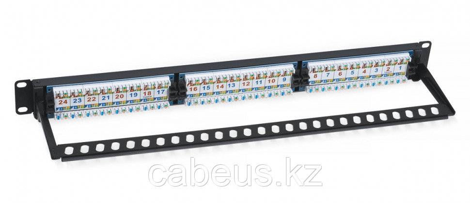 Коммутационная патч-панель Cabeus, 19", 1HU, портов: 24 х RJ45, кат. 6A, неэкр., порты в 1 ряд, цвет: чёрный, - фото 3 - id-p113395260