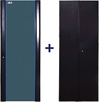 Есік (шкафқа) TWT, 32U, 600 мм W, жиынтық 2 дана, шкафтар үшін, алдыңғы - шыны, артқы - металл, түсі: сұр