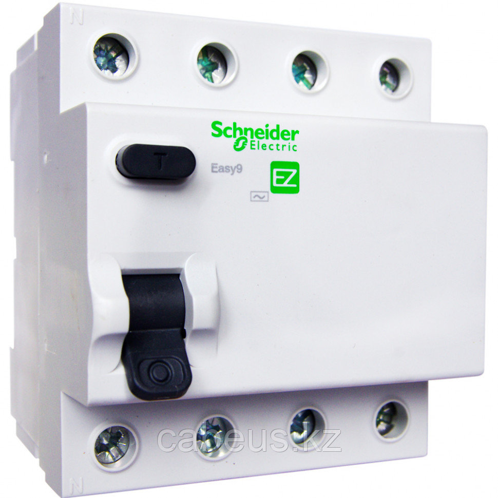 Устройство защитного отключения Schneider Electric Easy9, тип: AC, 4 модуль, 4Р, 25А/100мА, 1 модуль ш = 18 мм - фото 1 - id-p113383302