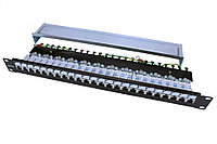 Коммутационная патч-панель Hyperline PP3, 19", 1HU, портов: 24 х RJ45, кат. 6, универсальная, экр., цвет: