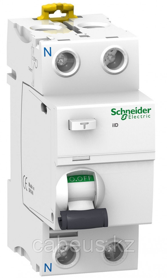 Устройство защитного отключения Schneider Electric Acti 9, тип: AC, 4 модуль, 2Р, 63А/30мА, 1 модуль ш = 9 мм - фото 1 - id-p113383318