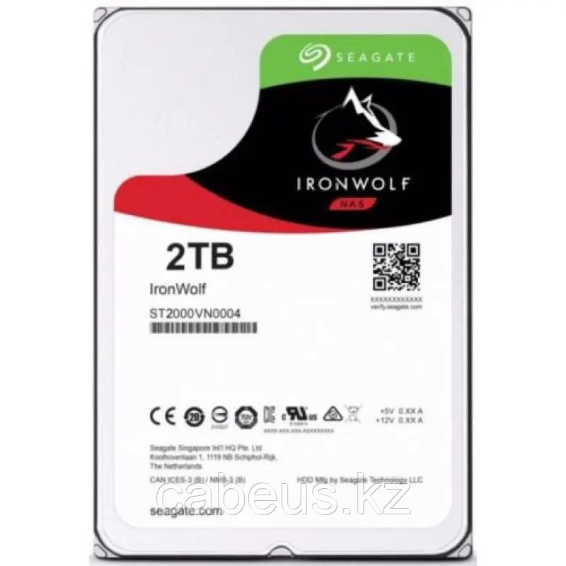 Жёсткий диск Seagate IronWolf, 2 ТБ, SATA, 5 900 rpm, ST2000VN004 - фото 1 - id-p113386378