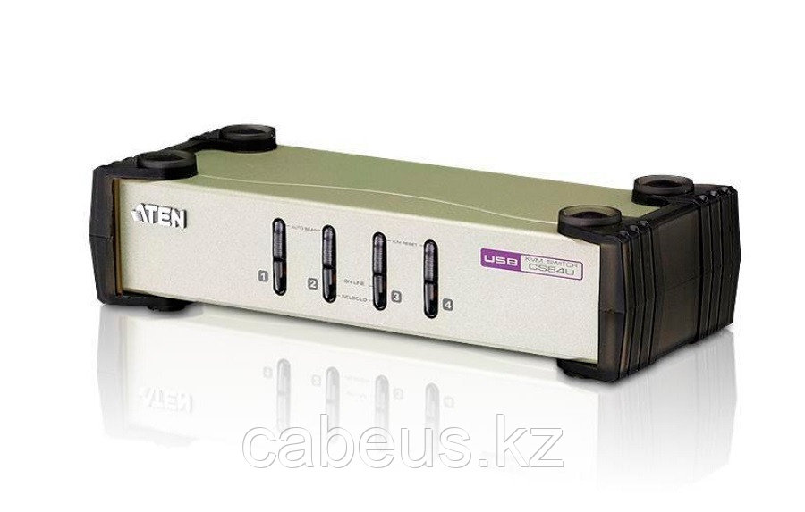 Переключатель KVM Aten, Altusen, портов: 4 х SPHD-18, 55х87х210 мм (ВхШхГ), USB, PS/2, цвет: металл - фото 1 - id-p113399387