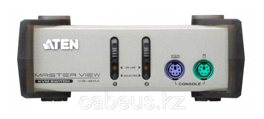 Переключатель KVM Aten, Altusen, портов: 2 х VGA D-SUB (HDB-15), 55х87х140 мм (ВхШхГ), PS/2, цвет: металл - фото 2 - id-p113399393