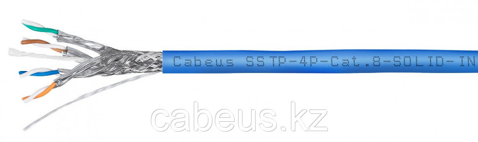 Кабель витая пара Cabeus, S/FTP, 4 пар., кат. 8, проводник Ø 0,59мм, AWG23, LSZH (нг(A)-HF), 1м (барабан - фото 1 - id-p113396496