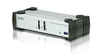 Переключатель KVM Aten, портов: 2, 55,5х88х210 мм (ВхШхГ), USB, цвет: металл