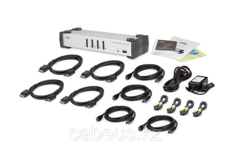Переключатель KVM Aten, портов: 4, 55,5х88х270 мм (ВхШхГ), USB, цвет: металл - фото 3 - id-p113399463