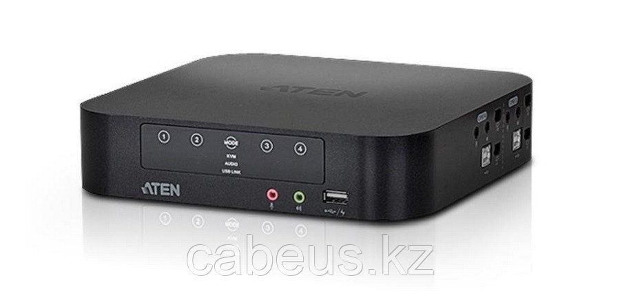 Переключатель KVM Aten, портов: 4, 44,7х197х197 мм (ВхШхГ), USB, цвет: чёрный - фото 1 - id-p113399480