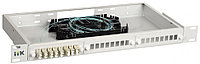 Кросс-панель ITK, 1HU, портов: 24 SC (Duplex) OM4, установлено адаптеров: 8 невыдвижная, прямая, цвет: серый
