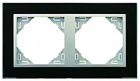 Рамка Efapel Logus90, 2 поста, плоская, универсальная, цвет: чёрный/алюминий, линейка "Стекло" (90920 TEA)