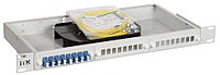 Кросс-панель ITK, 1HU, портов: 24 LC (Duplex) OS2, установлено адаптеров: 12 невыдвижная, прямая, цвет: серый