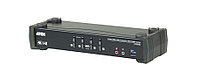 Переключатель KVM Aten, портов: 4, 55,5х88х270 мм (ВхШхГ), USB, со встроенным концентратором (MST), цвет: