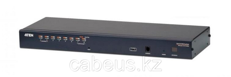 Переключатель KVM Aten, портов: 8, 44х160х433 мм (ВхШхГ), USB, RJ45, PS/2, цвет: чёрный - фото 1 - id-p113399520