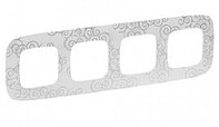 Рамка Legrand Valena Allure, 4 поста, 92х299х10 мм (ВхШхГ), плоская, универсальная, цвет: нарцисс хром