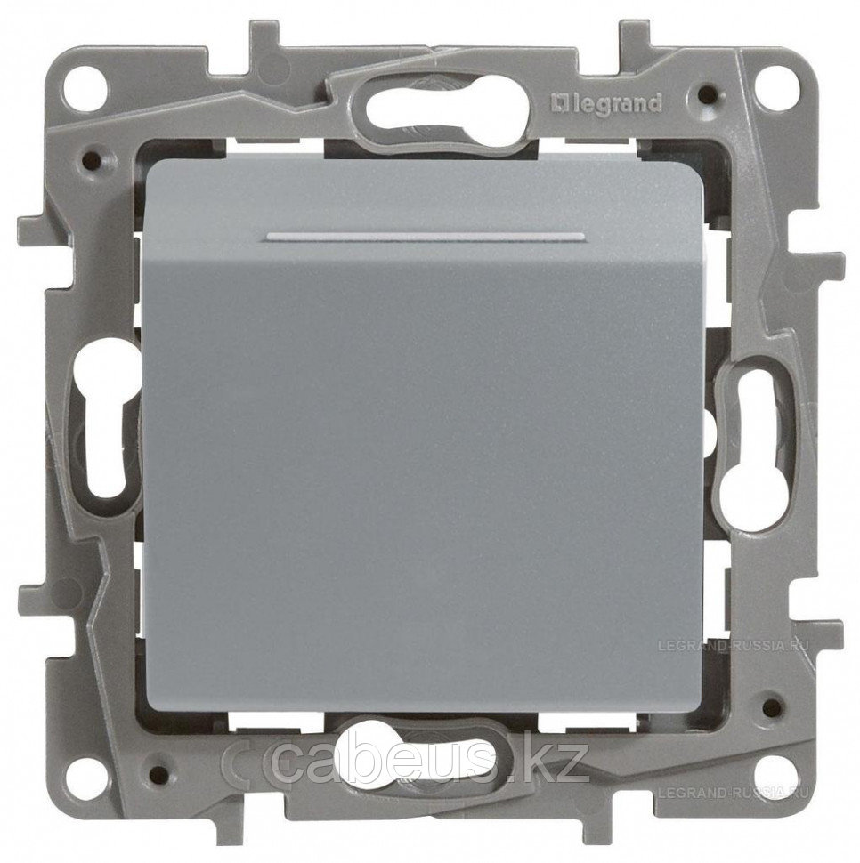 Выключатель Legrand Etika, под ключ-карту, с подсветкой, внутренняя, 75,8х75,8 мм (ВхШ), цвет: алюминий, с - фото 1 - id-p113383718