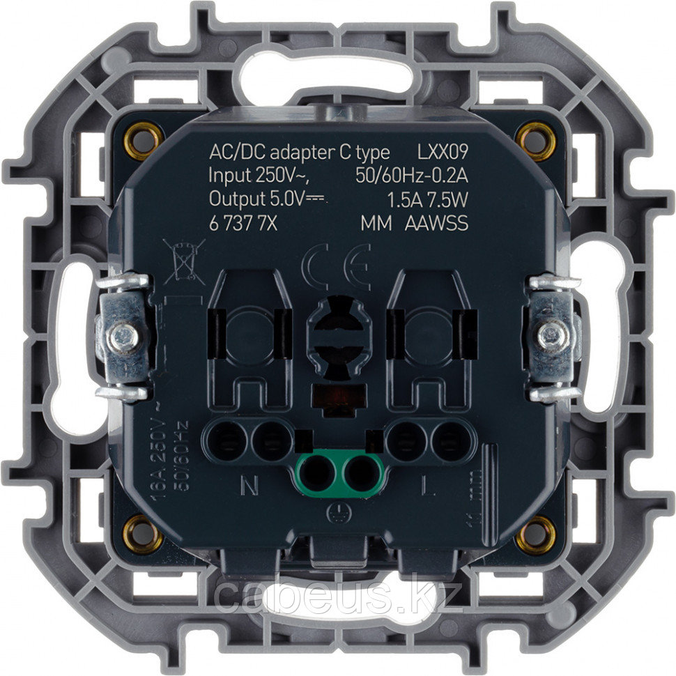 Розетка электрическая Legrand INSPIRIA, 2к+З+USB, 16АX, 75,8х75,8 мм (ВхШ), шторки защитные, цвет: антрацит - фото 3 - id-p113383729