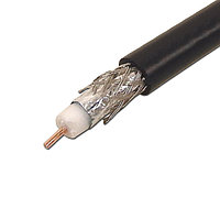Hyperline RG6 коаксиалды кабелі, PE, екі қабатты қалқан (100% + 60%), 75 Ом, бухта, 500 м, түсі: қара