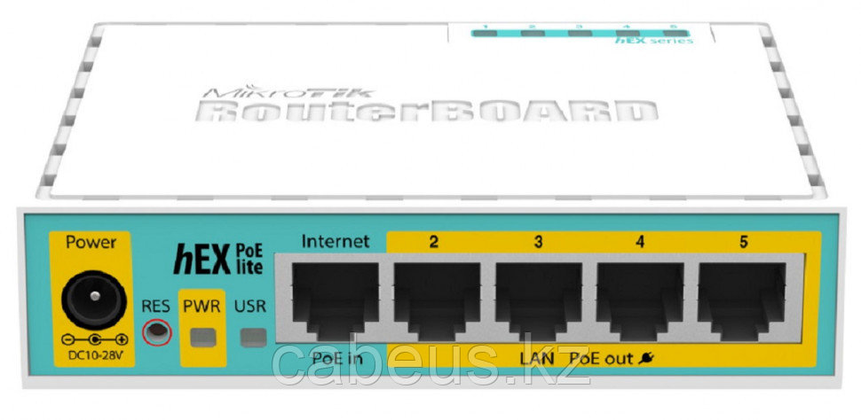 Маршрутизатор Mikrotik, HEX PoE lite, портов: 5, LAN: 4, USB: Да, 28х89х113 мм (ВхШхГ), цвет: белый, RB750UPr2 - фото 2 - id-p113397756