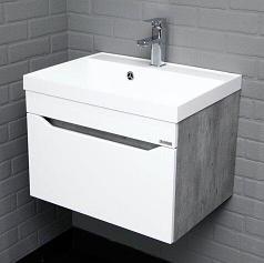 Тумба подвесная под умывальник "Радуга 60" Ева с одним ящиком В1 Бетон Айсберг