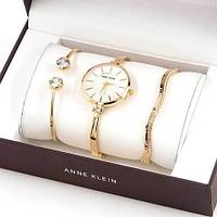 Часы наручные женские Anne Klein с дизайнерскими браслетами (Белый в золоте)