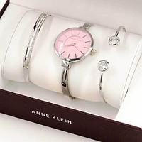 Часы наручные женские Anne Klein с дизайнерскими браслетами (Розовый в серебре)