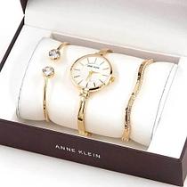 Часы наручные женские Anne Klein с дизайнерскими браслетами (Белый в золоте)