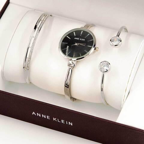 Часы наручные женские Anne Klein с дизайнерскими браслетами (Синий в серебре) - фото 6 - id-p113401735