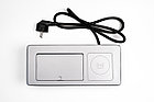 Shelbi Настольный бокс с беспроводной зарядкой, 2 розетки, 1 USB, 1 Type-C, шнур 1,5 м., серебро, фото 3
