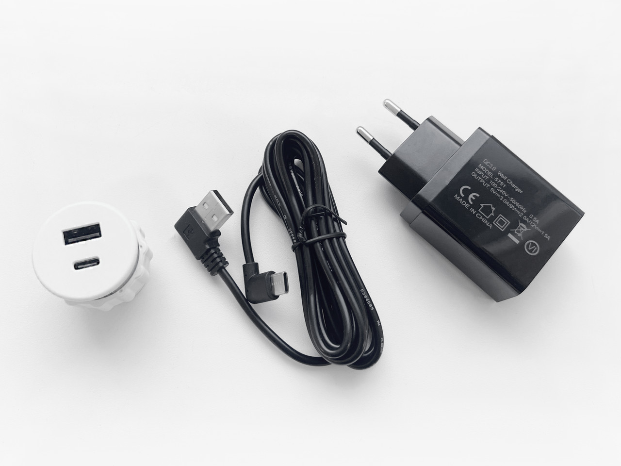 Shelbi Встраиваемая USB/C розетка 1 USB, 1 Type-C, шнур 1,5м, диаметр 30 мм, белый - фото 4 - id-p113403170