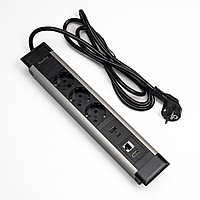 Shelbi Настольный блок, 3 розетки, 1 USB, 1 Type-C, RJ45, HDMI чёрный